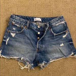 Zara High Rise denim shorts